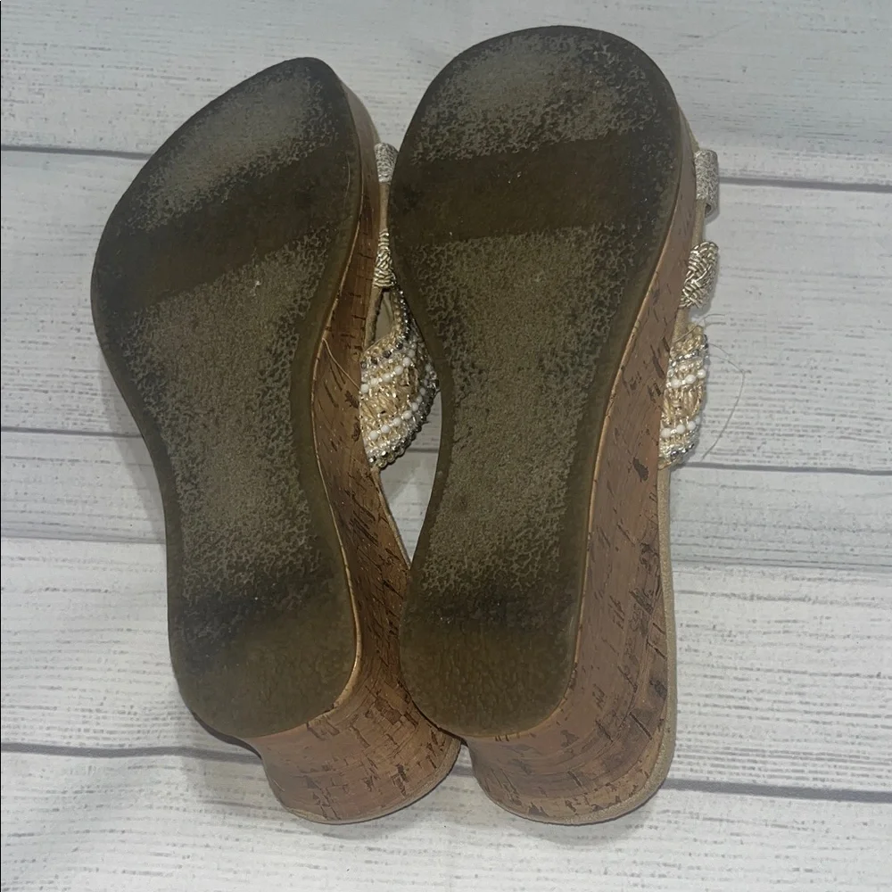 Pop Gold Metallic Braided & Beaded Wedges - Picture 6 of 6